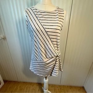 Point Zero white gray pink striped knitted tank asymmetrical Size M